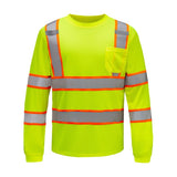 GSS Two-Tone Long Sleeve T-Shirt with Black Bottom, Contrasting Trim, and 1 Chest Pocket - 5013/5015