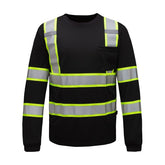 GSS Two-Tone Long Sleeve T-Shirt with Black Bottom, Contrasting Trim, and 1 Chest Pocket - 5013/5015
