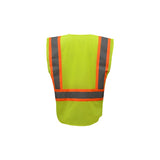 GSS Safety Lime hi vis safety vest with reflective stripes on a white background