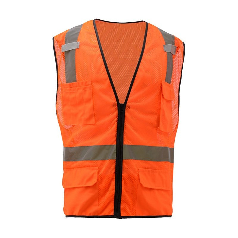 GSS Safety Orange safety vest 1506 front view on a white background