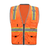 GSS Safety orange vest 1704 front view, ansi class 2 compliant