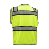 Back side of GSS lime surveyor safety vest 1511