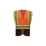 GSS Safety Two-tone Orange safety vest 1106 with reflective stripes on a white background