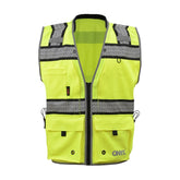 GSS safety lime surveyor vest 1511 with reflective stripes and 'Onyx' branding on a white background