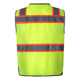 Hivispro ANSI Class-2 high-visibility safety vest V1051 in lime, back view