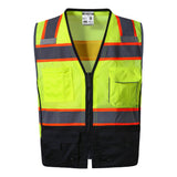 Hivispro ANSI Class-2 high-visibility safety vest V1051 in lime, front view