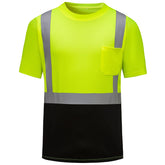 Hivispro ANSI Class-2 high-visibility short shirt T2031 in lime, front view