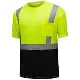 Hivispro ANSI Class-2 high-visibility short shirt T2031 in lime, side view