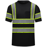Hivispro ANSI Class-3 high-visibility short shirt T1013 in black, front view