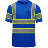Hivispro ANSI Class-3 high-visibility short shirt T1013 in blue, front view