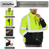 Person wearing a high-visibility sweatshirt st82061 with features highlighted on a white background