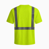 Back view of GSS 5001 lime Class 2 short sleeve safety T-shirt with reflective tape