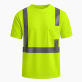GSS 5001 lime Class 2 short sleeve safety T-shirt with reflective tape and chest pocket