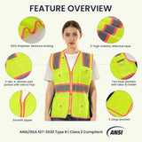 hivispro lime women safety vest v11091 features details