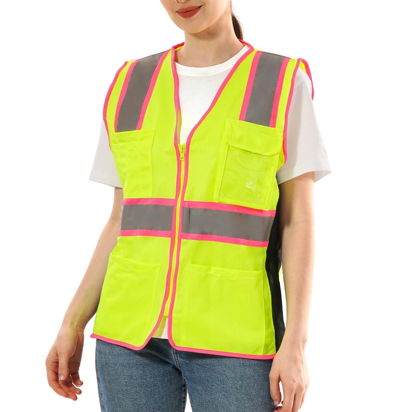 hivispro lime women safety vest v11091 safety vest front view
