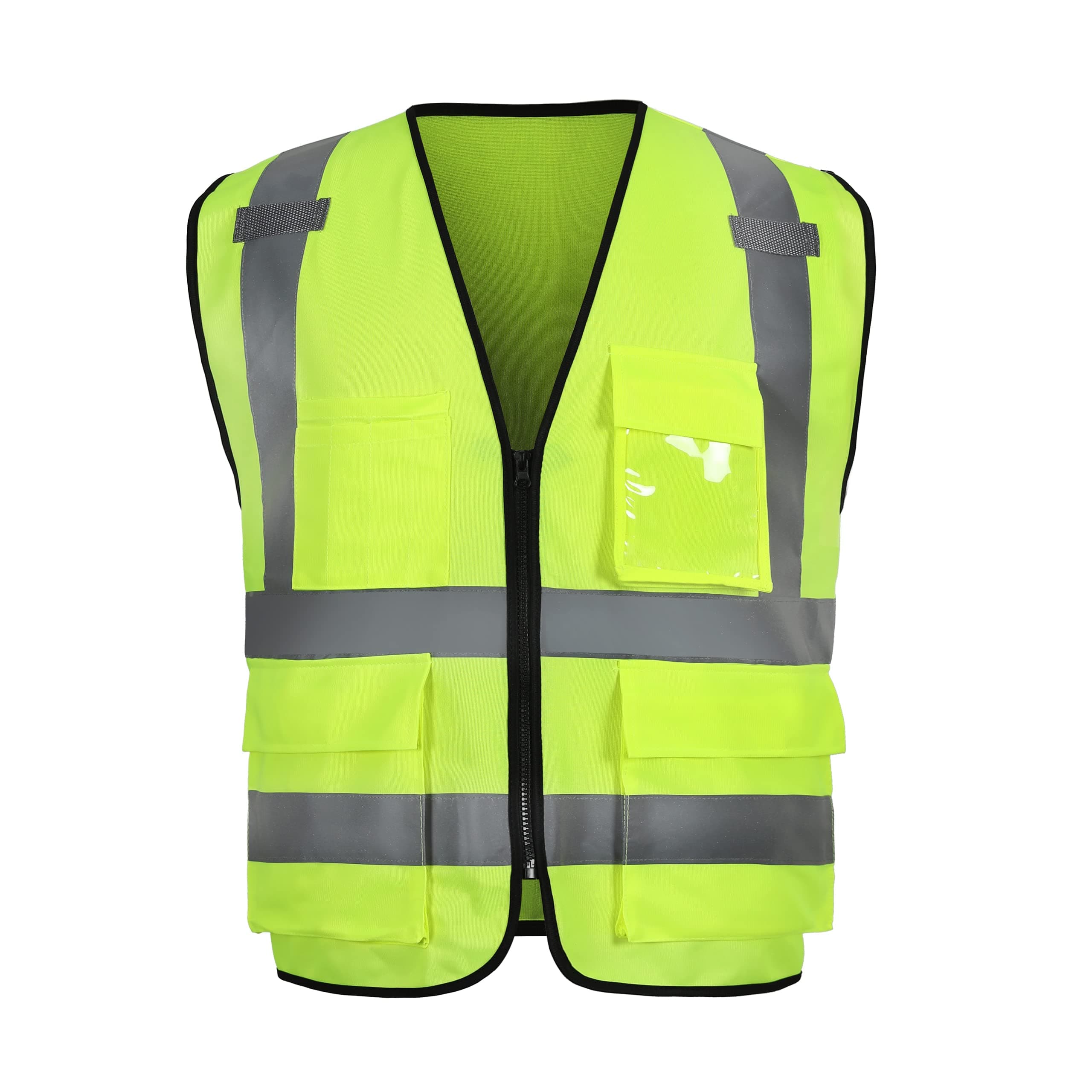 Front view of the HivisPro V2071 high visibility safety vest in lime