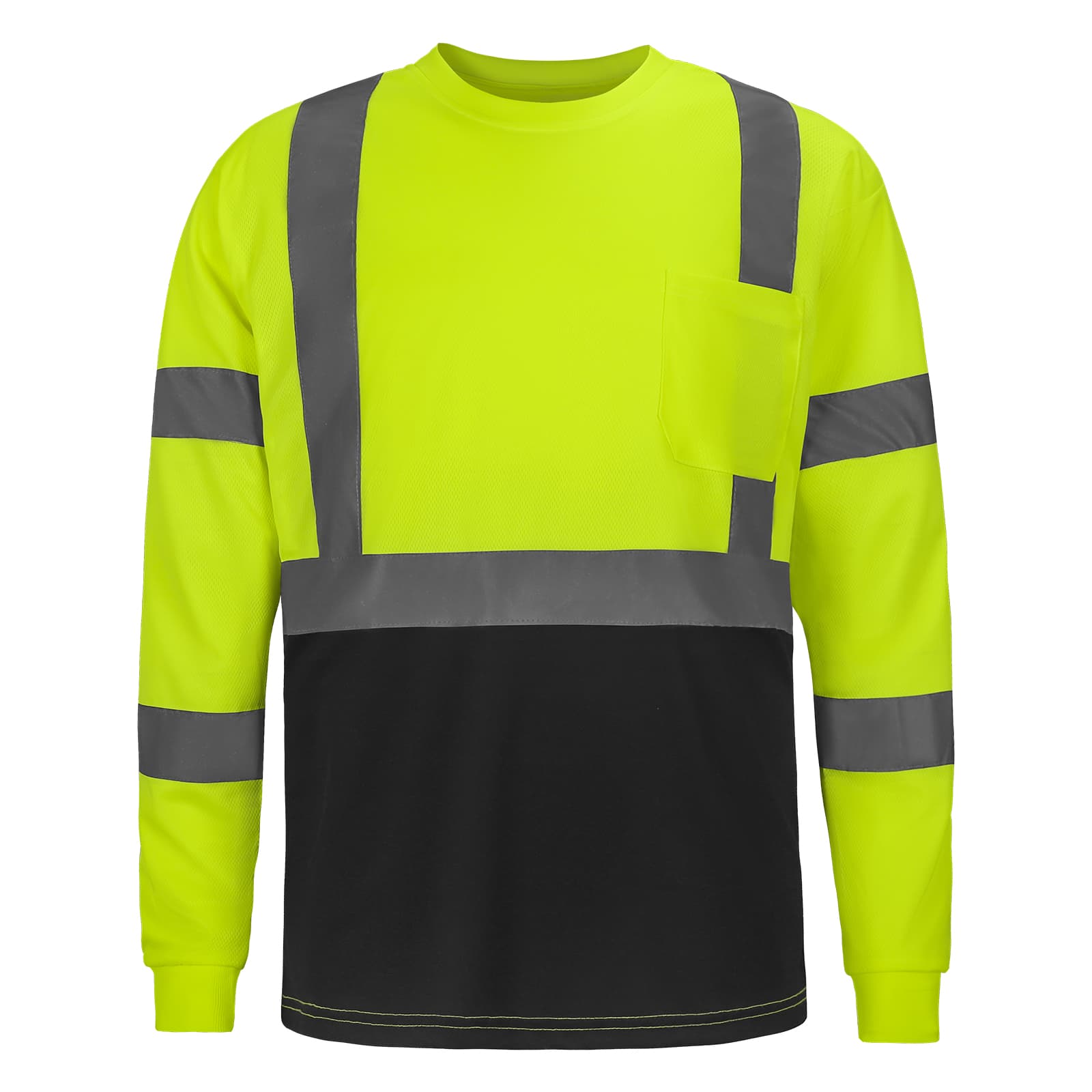 hivispro lime&black two-tone long sleeve safety shirts l32021 front view
