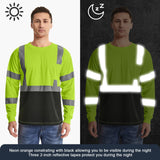 hivispro lime & black two-tone long sleeve safety shirts l32021 reflective performance during day and night