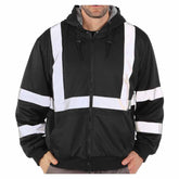Front view of the HivisPro ST82073 ANSI Class 3 high visibility black reflective jacket