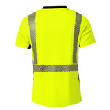 Back view of the HivisPro T22051 high visibility lime short sleeve safety T-shirt