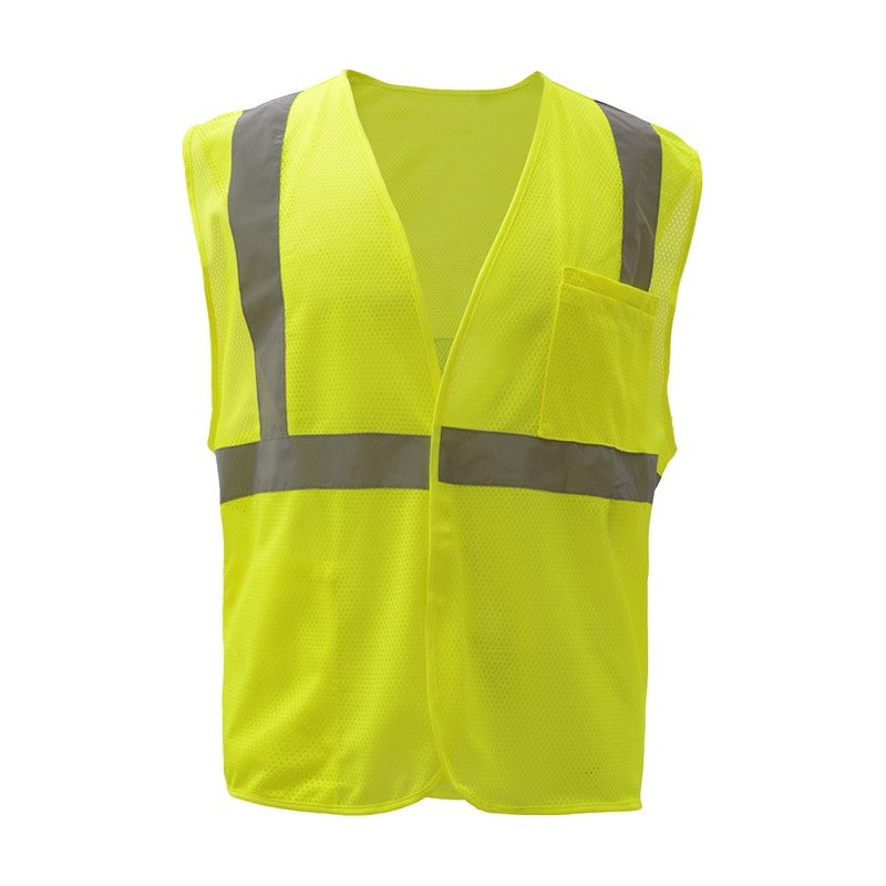 GSS Safety ANSI Class 2 reflective hi vis lime safety vest 1003 front view