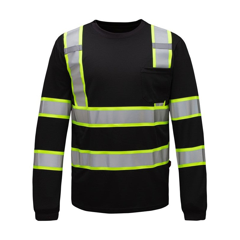 GSS Two Tone Long Sleeve T-Shirt with Black Bottom, Contrasting Trim, and 1 Chest Pocket - 5013/5015 Series