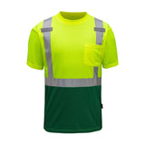 GSS Multi Color Short Sleeve Safety T-Shirt with Cadmium Green Bottom and 1 Chest Pocket - 5121 Series