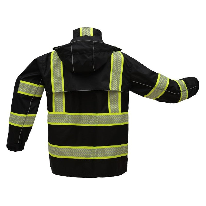GSS safety black rain coat 6503 back view 