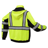 gss safety sweatshirt 7511, lime with black bottom, front view