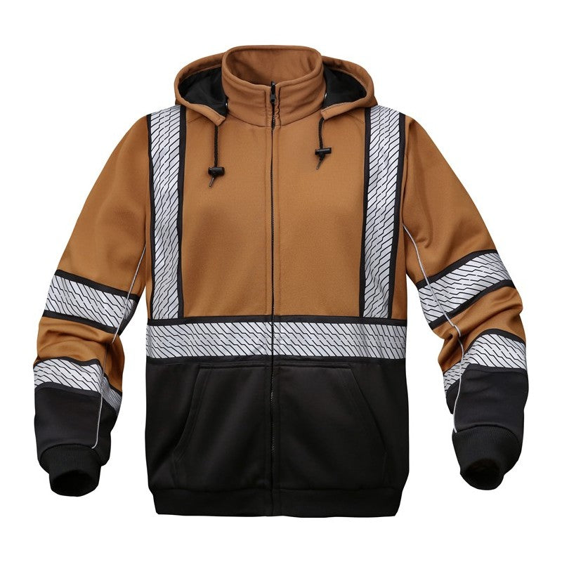 gss safety sweatshirt 7514, khaki with black bottom, front view