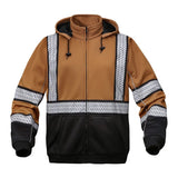 gss safety sweatshirt 7514, khaki with black bottom, front view