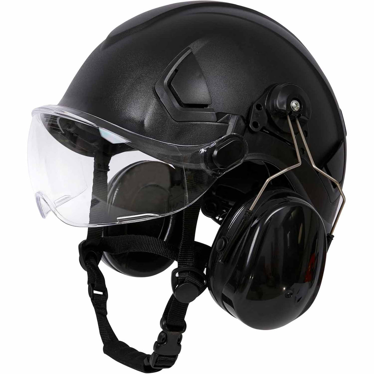 HivisPro 9014 Carbon Fiber Design Hard Hat with Visor and Ear Muff
