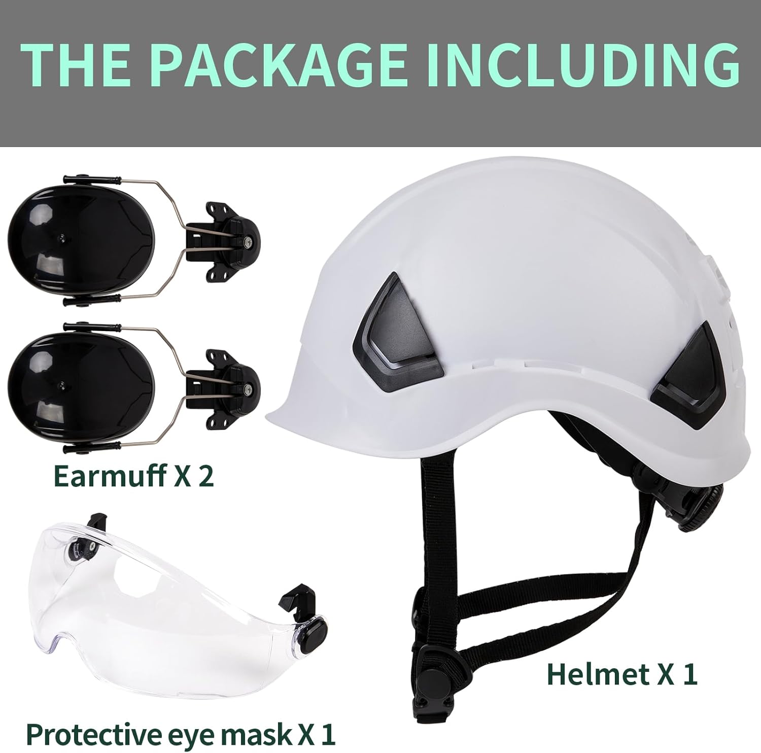 HivisPro 9014 Carbon Fiber Design Hard Hat with Visor and Ear Muff