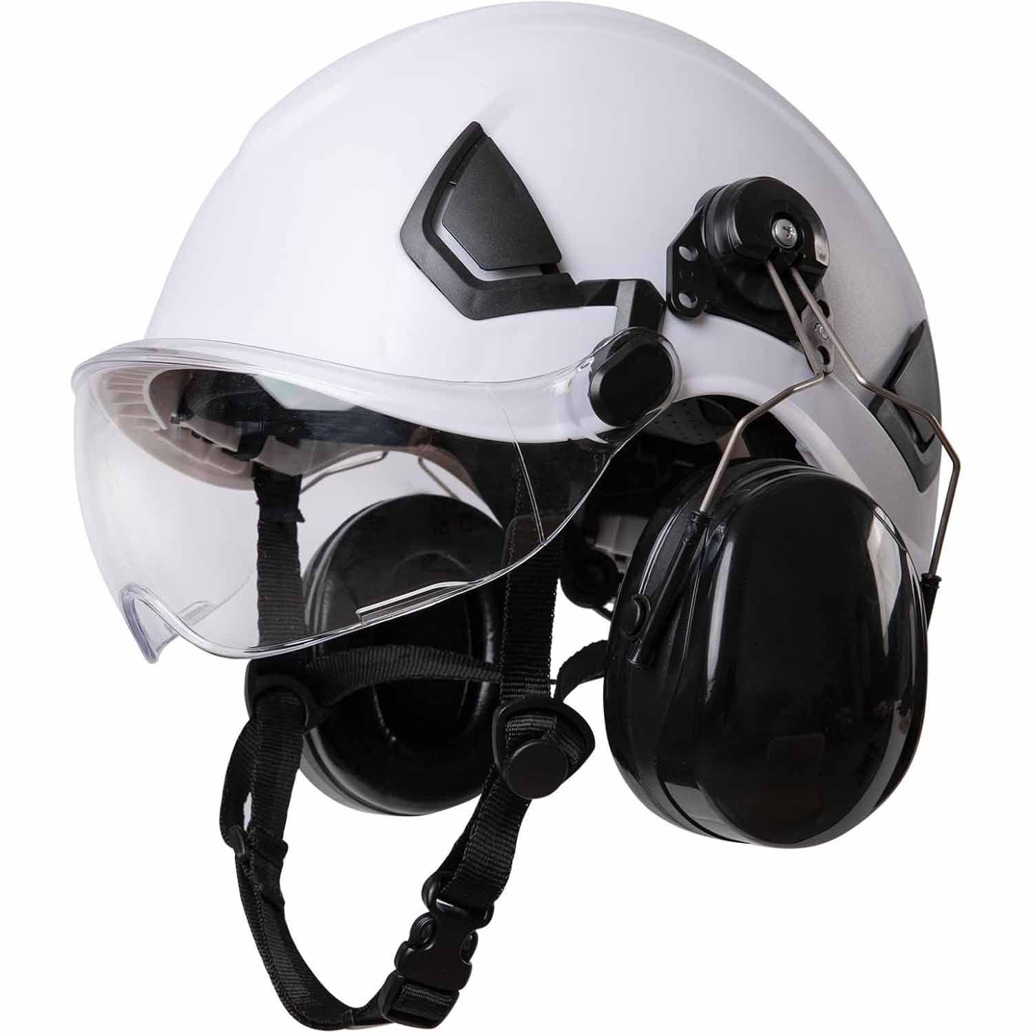 HivisPro 9014 Carbon Fiber Design Hard Hat with Visor and Ear Muff