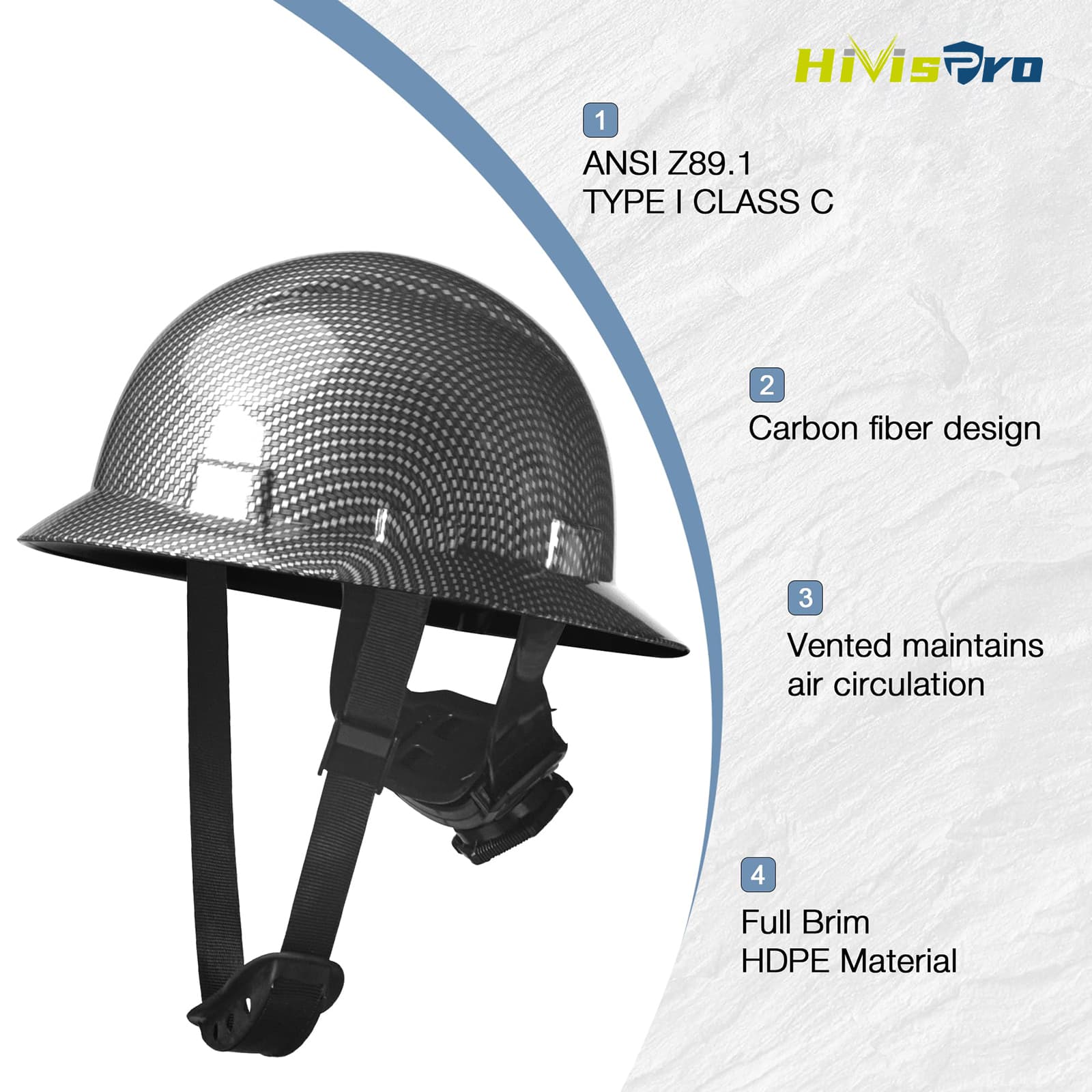 HivisPro 9017 Carbon Fiber Design Hard Hat