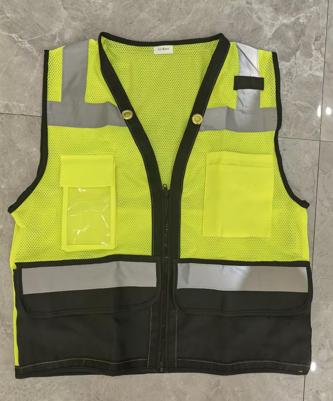 GLOWAVE Class 2 High Visibility Zipper Front Safety Vest With Reflective Strips, Meets ANSI/ISEA Standards