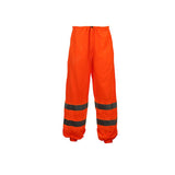 GSS Safety Orange reflective safety pants on a white background, ANSI Class E