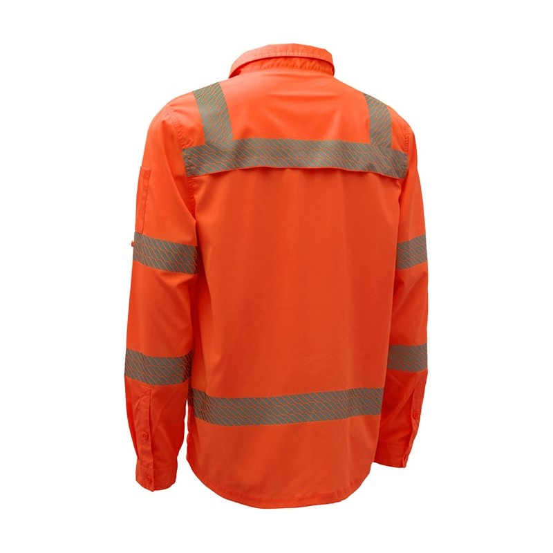 GSS class 3 orange safety shirts 7506 back view, SPF 50+