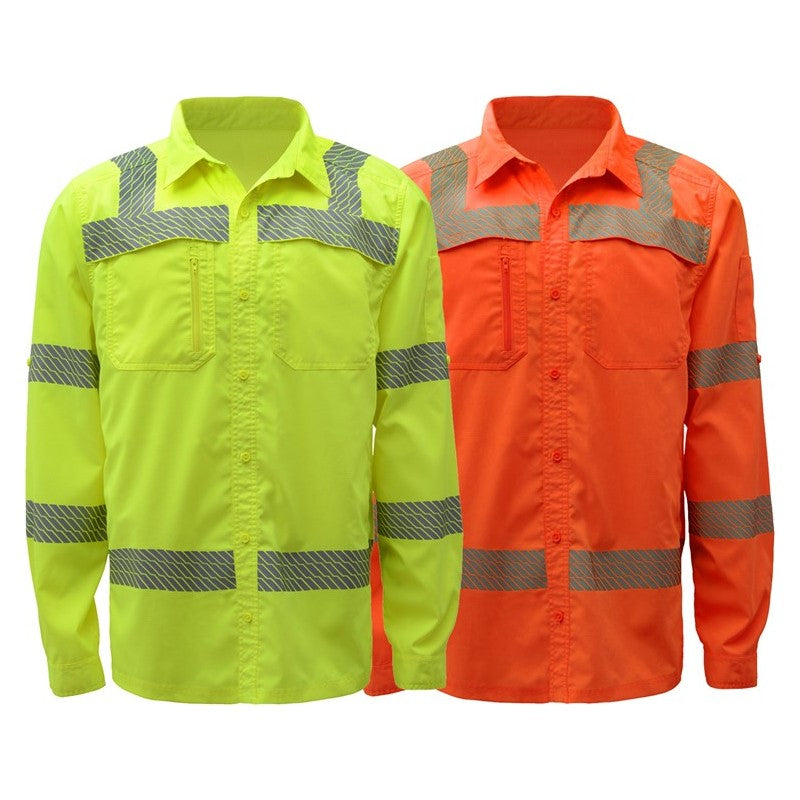 GSS class 3 safety shirts SPT 50+,  7505 and 7506, orange and lime