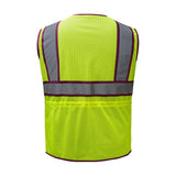 GSS Safety Lime Hi Vis Safety Vest 7807 back view 