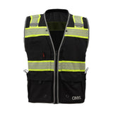 GSS Safety Black surveyor safety vest 1513 with ONYX reflective stripes on a white background