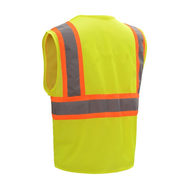 GSS Safety Lime Hi-Vis Reflective Safety Vest 1005 Back view,ANSI/ISEA 107-2020 compliant