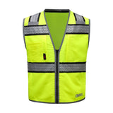 GSS Lime safety vest 1515 with reflective stripes on a white background