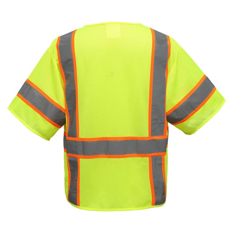 GSS Safety hi vis lime vest 2503 back view