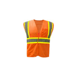GSS Safety Orange Hi-Vis Reflective Safety Vest 1006, ANSI/ISEA 107-2020 compliant, Front View