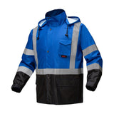 GSS Safety Blue & Black Two-Tone Reflective Raincoat 6013 front view