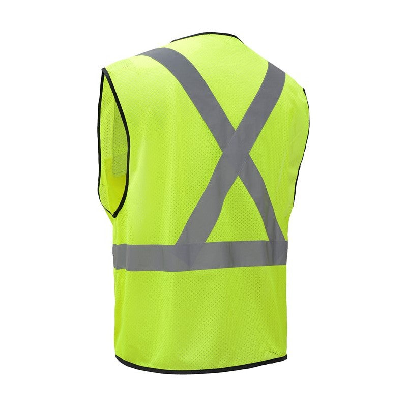 GSS Safety Lime Vest 1605 with X back, back view