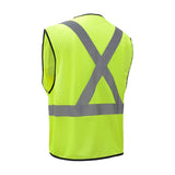 GSS Safety Lime Vest 1605 with X back, back view