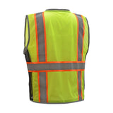 GSS safety lime vest 1703 back view