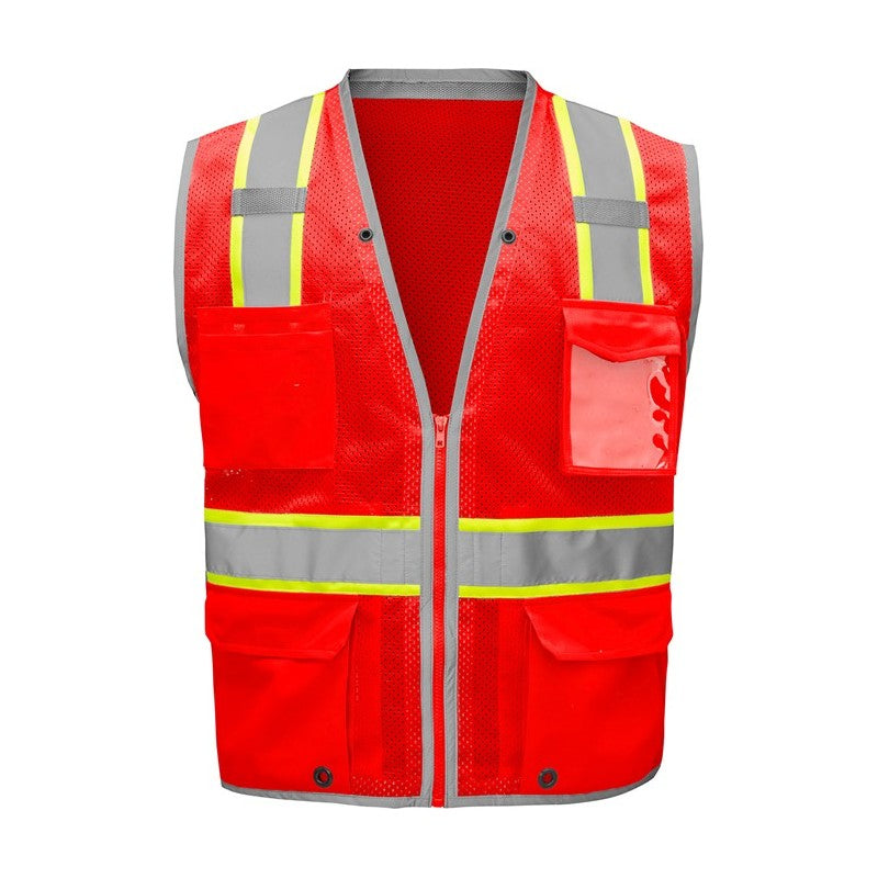 HivisRed GSS safety vest 1712 with reflective stripes on a white background